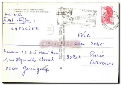 Guingamp (Côtes-du-Nord) — Kaszern «La Tour d’Auvergne» — Wydawca Pierre ARTAUD i Spółka — Rewers