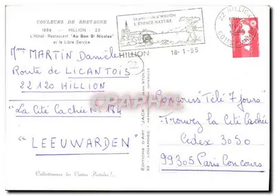 Hotel-Restaurante "Au Bon St Nicolas" — Hillion — Éditions Jack — Verso