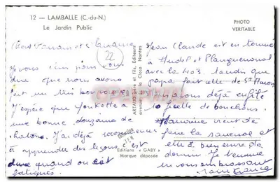 Lamballe (C.-du-N.) — O Jardim Público — Éditions Gaby — Verso