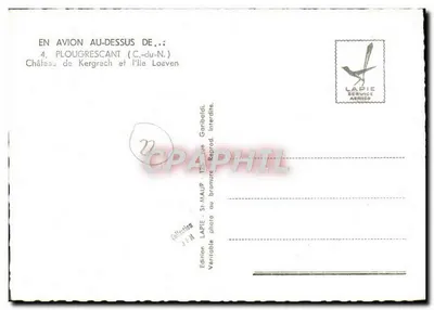 Castello di Kergrech e Isola Loeven — Plougrescant (C.-du-N.) — Edizione Lapie Service Aérien — Verso