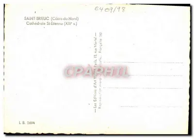 Saint-Brieuc (Côtes-du-Nord) — Katedra św. Etienne (XIII wiek) — Wydawnictwo Sztuki Yvon, Paryż — Rewers