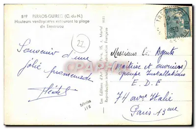 Altas áreas verdes cercando a praia de Trestraou — PERROS-GUIREC (C.-du-N.) — Les Editions d'Art, Paris — Verso