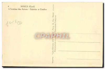Nîmes (Gard) — Wnętrze Aren — Galerie i trybuny — Yvon — Rewers