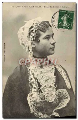 Jovem Menina de PONT-CROIX — Estudo dos Lenços da Bretanha — Coleção Villard, Guinard, n°1179