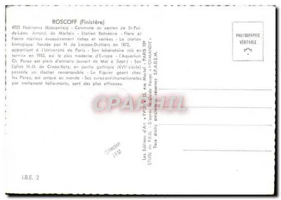 Roscoff — Étude sur Roscoff avec carte et photos d'édifice — Verso