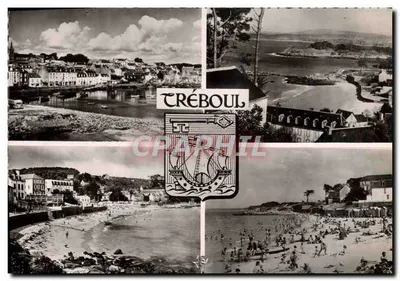 Tréboul — Vue générale du port de pêche, des hôtels sur la plage et des sables blancs — Éditions d'Art JOS, Châteaulin