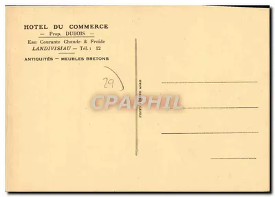 Hotel do Comércio — Landivisiau — Prop. Dubois — Verso