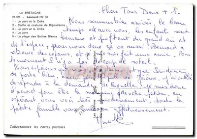 Lesconil — vista do porto, da criée e da praia — Éditions Audierée — Verso