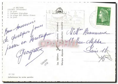 Lesconil — Porto, trajes bigoudens, praia dos Areais Brancos — Les Éditions Audierne — Verso