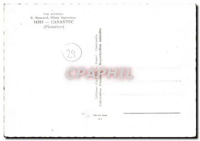 Widok lotniczy z Carantec — Finistère — Wydawnictwo R. Henrard — Rewers