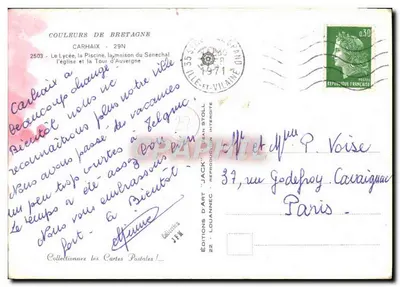 Carhaix — O Liceu, a Piscina, a Casa do Senescal, a Igreja e a Torre de Avrigné — Edições de Arte Jean Stoll — Verso