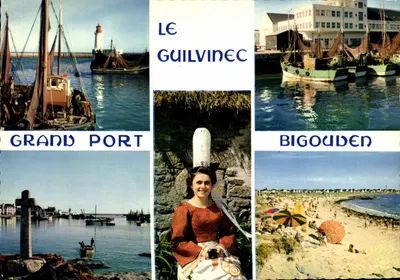 Le Guilvinec — Grand Port, Bigouden, e moça em traje bigouden — La Bretagne en Couleurs, MX 3139