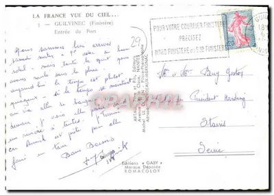 GUILVINEC (Finistère) — Entrada do Porto — Editor Artaul Père et Fils, Nantes — Verso