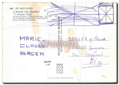 O HOTEL ARMORIC — Benodet (Finistère) — Belles Éditions de Bretagne, n°006 — Verso