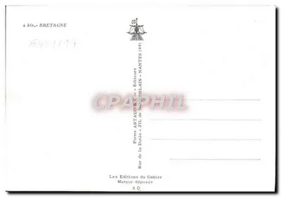 Carta postal ilustrada da Bretanha — Finistère — Editor Pierre Artaud & Cie, Nantes — Verso