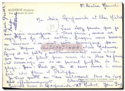 Audierne (Finistère) — Ogólny widok portu — Wydawnictwo Sztuki "YVON", 15 Rue Martel, Paryż 10e — Rewers