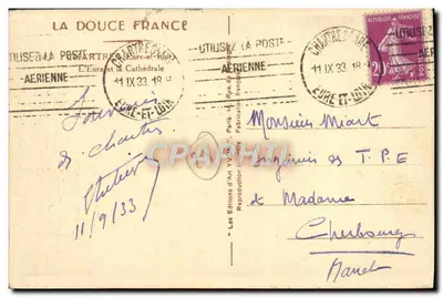 Chartres — Katedra widziana z rzeki — Les Éditions d'Art Yvon, nr 707 — Rewers