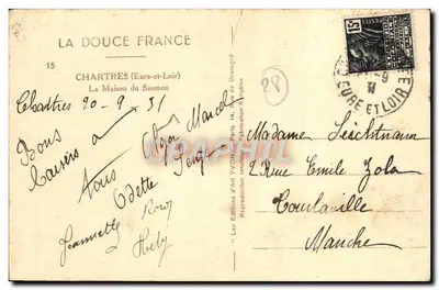 Chartres (Eure-et-Loir) — Dom Łososia — Wydawnictwo Sztuki Yvon — Rewers