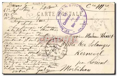 Bilhete postal antigo Serquigny Panorama — Verso