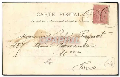 Tarjeta postal antigua Lyon La Foret La Rigole — Reverso