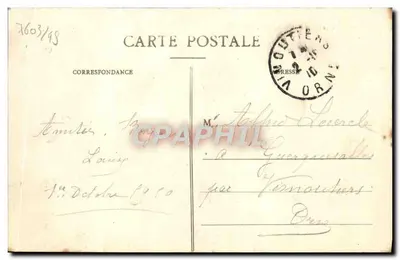 Bilhete postal antigo Castelo de Beaumesnil — Verso