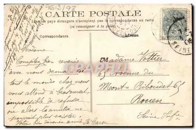 Castelo de Boscguerard (Eure) — lado Sul — editor F. Hucckum, n° 429 — Verso