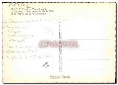 Broglie (Eure) — Vista aérea — O Castelo e a Vale da Charentonne — Verso
