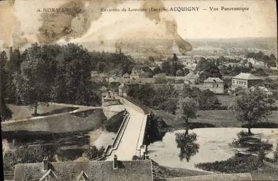 Bilhete postal antigo Arredores de Louviers Acquigny Vista Panorâmica