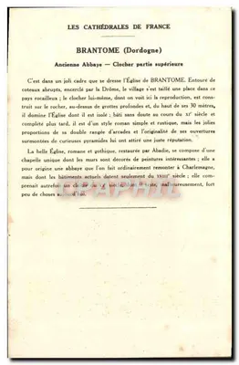 Brantôme (Dordogne) — Katedra abbatialna, górna część dzwonnika — Kolekcja Kolarsine i Rozwiązania Pautaubege — Rewers