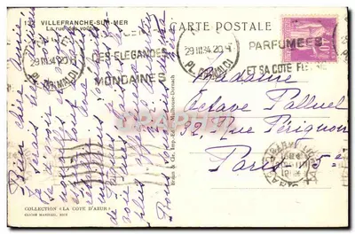 Villefranche-sur-Mer — rue des Voûtes — Colección 'La Côte d'Azur', Imp. Braun & Cie, Niza — Reverso
