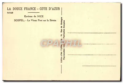 Sospel - Het oude brug over de Bévéra — Bij Nice — Editeurs d'Art Yvon, Parijs — Achterkant