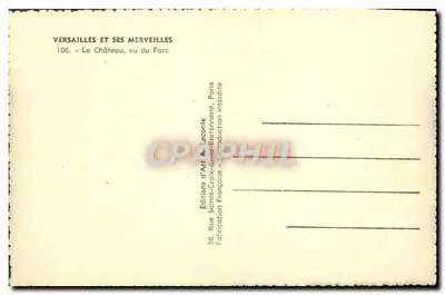 Versajles i jego cuda — Pałac widziany z parku — Wydawnictwo Art As Lecomte — Rewers