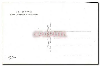 Le Havre — Plac Gambetta i baseny — Wydawnictwo La Cicogne — Rewers