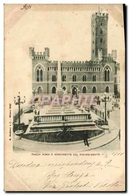 Asti — Piazza Roma e Monumento del Risorgimento — G. Mediano & C., Milano 1932