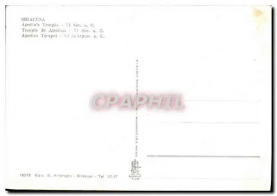 Siracusa - Świątynia Apollona - VI wiek p.n.e. — Wydawca E. Ambrogio, nr 16213 — Rewers
