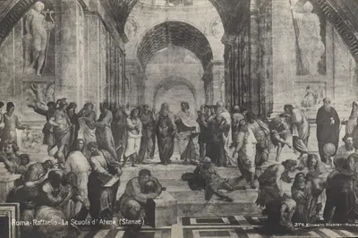 Rzym — Szkoła Atene (Stanze) — dzieło Rafaela — wydawca Ernesto Richter, nr 275