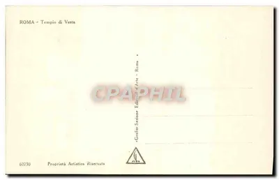 Rzym — Świątynia Westy — okrągła ruina z kolumnami korинфskimi, dzwonnicą w tle — Grana Sezione d'Arte, Rzym, nr 60730 — Rewers