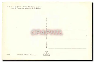 Rzym — Widok z Pincio na Piazza del Popolo i Bazylikę Świętego Piotra — Éditions d'Art, Rzym, n° 60680 — Rewers