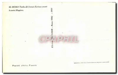 Roma - Tomba del forno Eurisace davanti alla porta Maggiore — Edizione Brügner, n° 106 — Verso
