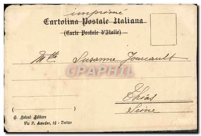 Corso Raffaello (Valentino) Torino — scena uliczna z karetą i przechodnią pod deszczem — wydawca G. Beloni, Torino — Rewers