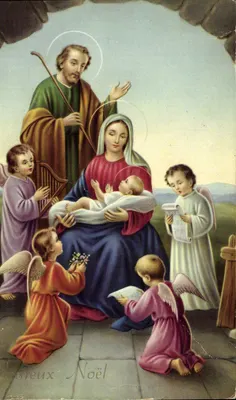 Bilhete postal antigo Feliz Natal Anjo