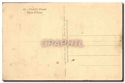 Calvi (Córsega) — Visão do Oriente — Edições de Arte Yvain, Paris — Verso