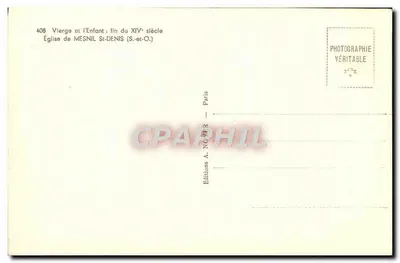 Panny Maria z Dzieciątkiem — koniec XIV wieku — Katedra MESNIL-ST-DENIS (S.-et-O.) — Wydawnictwo A. NCER, Paryż — Rewers