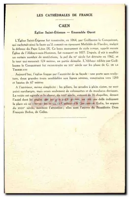 CAEN (Calvados) — Igreja de São Etienne (Conjunto Oeste) — Coleção da Kolarsine e da Solução Paultauberge — Verso