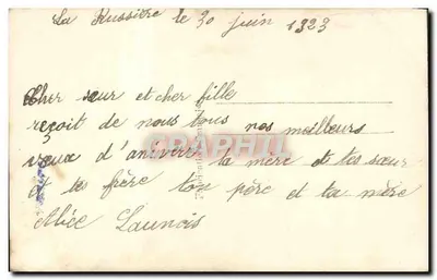 Verjaardag — uitzicht op een dorp aan de rand van een meer — SAPI Paris n°1013 — Achterkant
