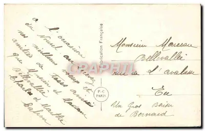 Arranjo de violetas e mimosa — Boa Ano — P-C Paris n°1302 — Verso