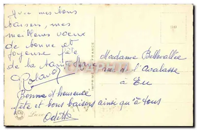 Bukiet kolorowych tulipanów — Szczęśliwego Dnia — Wydane w Francji n°1263 — Rewers
