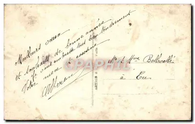 Mulher com vestido florido e luvas de pele — Boa Ano — editor Artigues & Fils — Verso