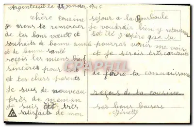 Due giovani ragazze in abito invernale — paesaggio innevato con casa — testo 'Buon Anno' — editore J. P. (verso) — Verso
