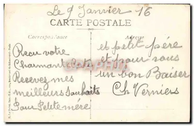Soldado sob o bandeira francesa — texto impresso — VISE PARIS n°2857 — Verso